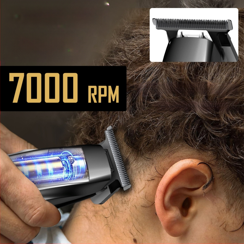 Kikido 312 elektriskais matu griezējs ar keramikas asinīm, iekšējā akumulatora jauda 1200–2000 mAh, trokšņa līmenis 36–45 dB, atdalāma un mazgājamā griešanas galviņa, ar birstēm motoru, elektroplātēts korpuss