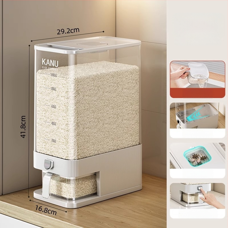 Riisihoidik, suletud, PET-plastikust, maht 7–8 L, putukate ja niiskuse vastu