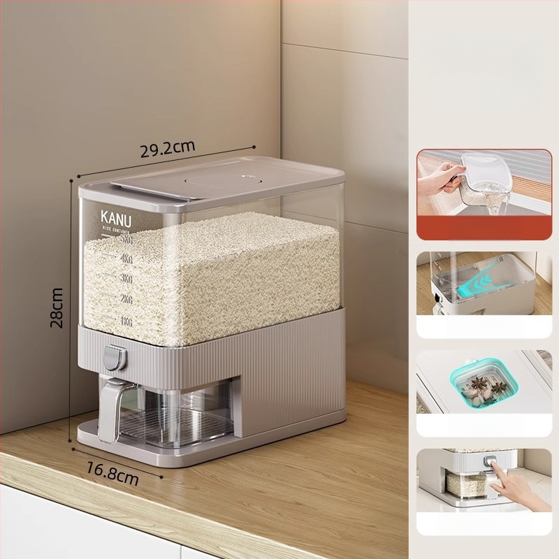 Riisihoidik, suletud, PET-plastikust, maht 7–8 L, putukate ja niiskuse vastu