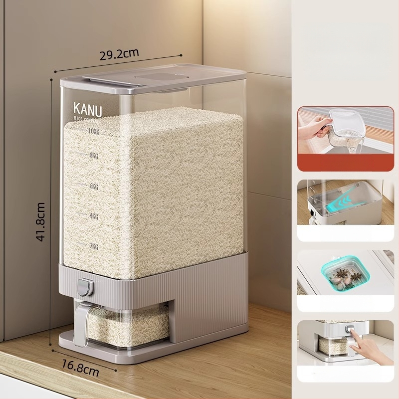 Riisihoidik, suletud, PET-plastikust, maht 7–8 L, putukate ja niiskuse vastu