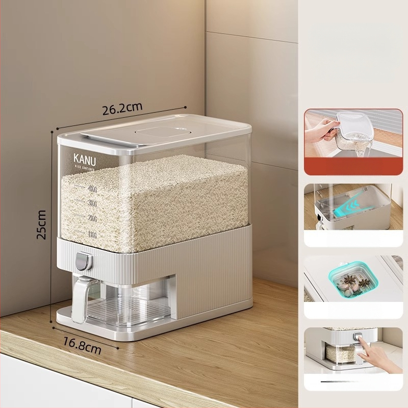 Riisihoidik, suletud, PET-plastikust, maht 7–8 L, putukate ja niiskuse vastu