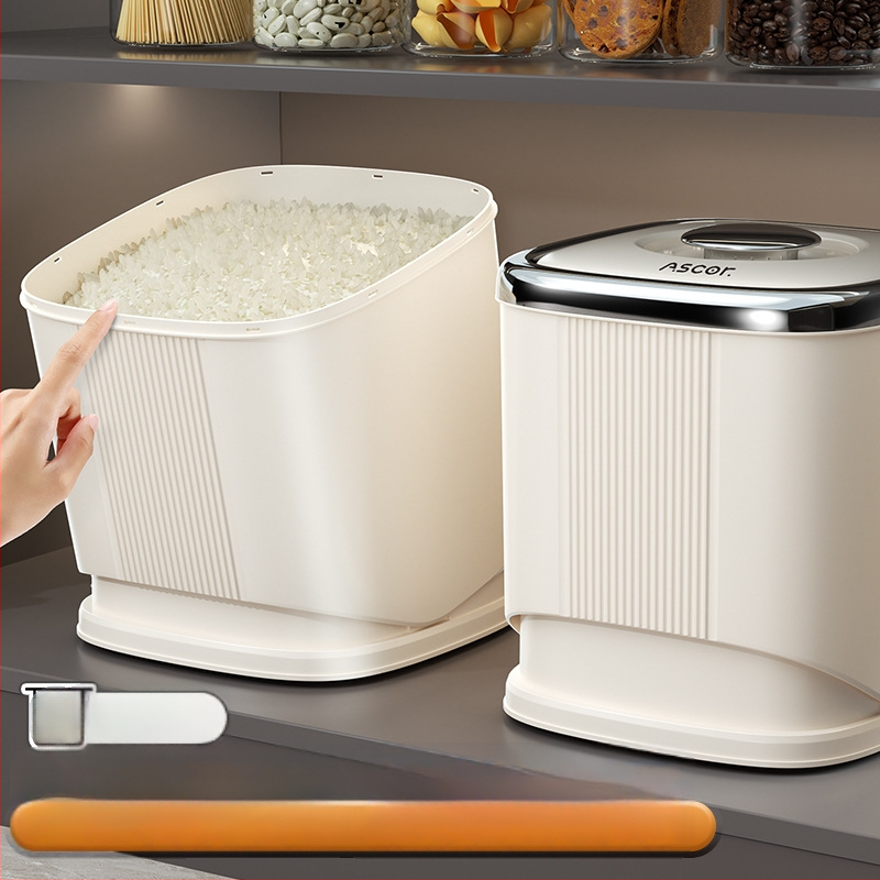 Riisihoidik, suletav, niiskus- ja kahjurakaitse, toidukvaliteediga ABS-plastik, maht 9–10 L