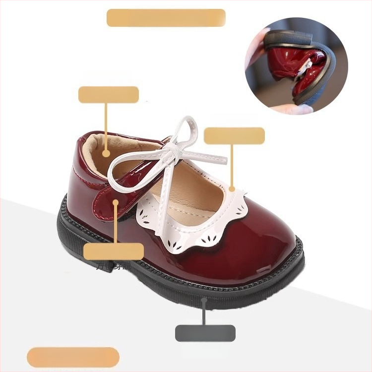 Mažylių mergaičių bateliai iš PU odos, kvėpuojantys, neslidžios guminės padų, žemas viršus, 1–2 metų amžiaus