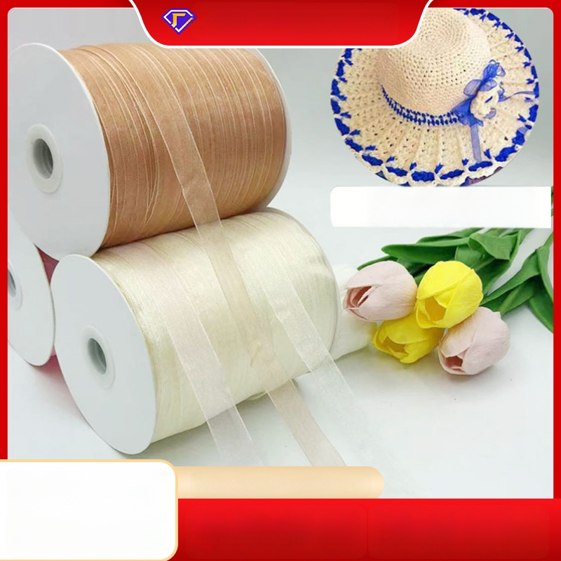 Zhe Hao adīta cepures lente ar dekoratīvu loku un gazes lentes DIY projektiem un dāvanu iesaiņošanai