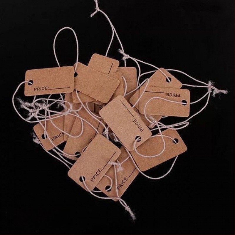 Kraft popieriaus etikete su virve, tuščia ranka rašoma etiketė, storinta įpakavimo kortelė, 100 vnt