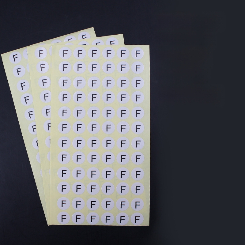 Apskrito vario lipni etiketė su įpjova spauda, vandens pagrindu klijai, ilgalaikė temperatūros atsparumas 20