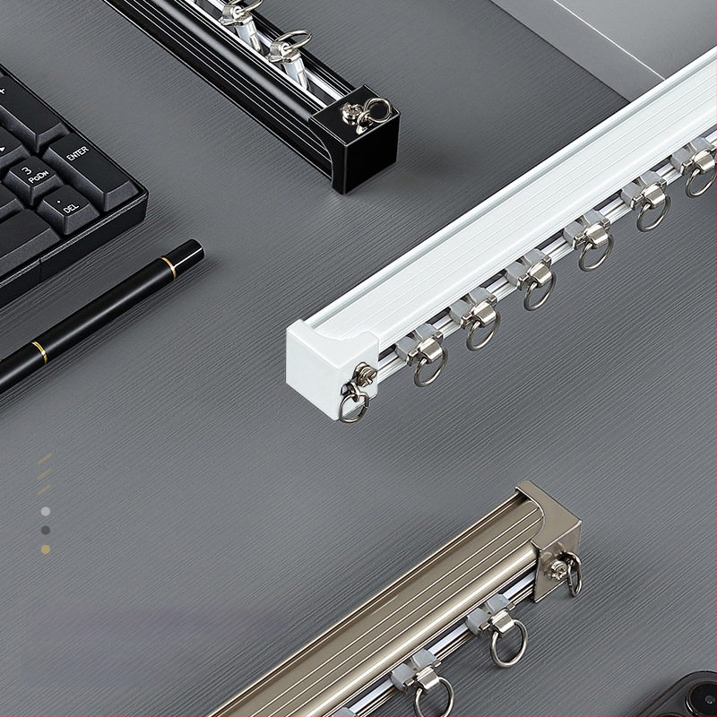 Aliuminio užuolaidų bėgelis – dvigubas bėgelis, tylus slydimas, modelis JFL-F05, montavimo tipas: pakabinamas