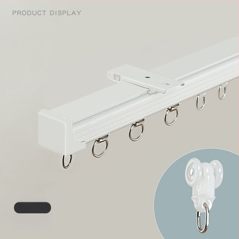 Aliuminio užuolaidų bėgelis – dvigubas bėgelis, tylus slydimas, modelis JFL-F05, montavimo tipas: pakabinamas