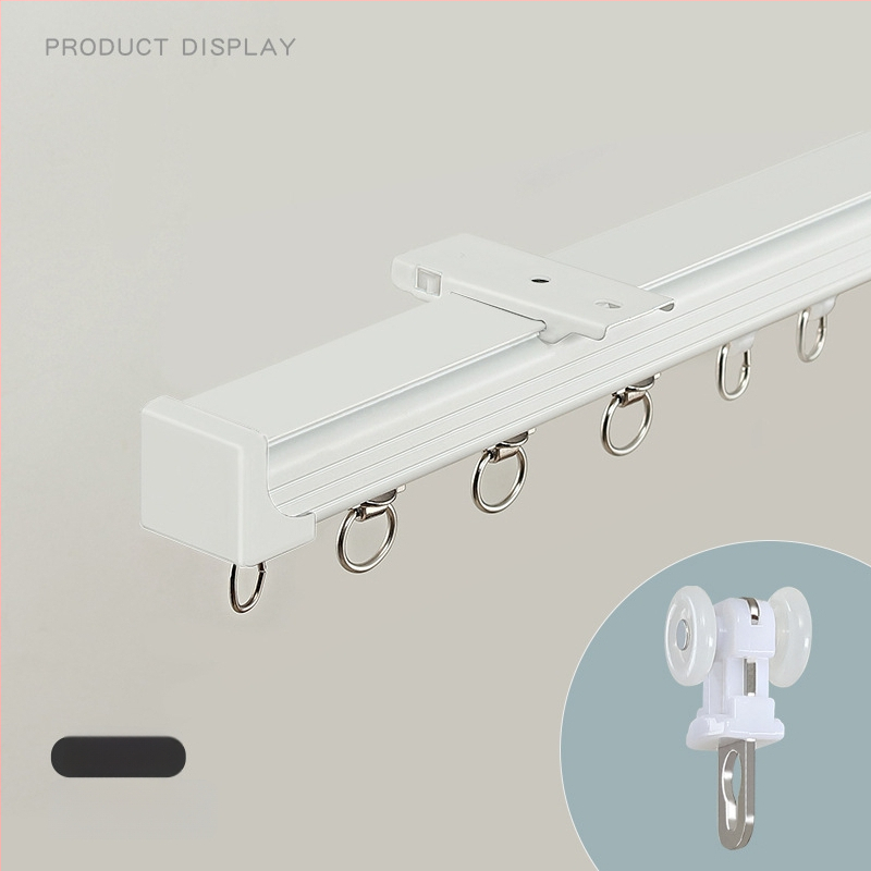 Aliuminio užuolaidų bėgelis – dvigubas bėgelis, tylus slydimas, modelis JFL-F05, montavimo tipas: pakabinamas