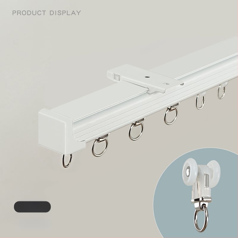 Aliuminio užuolaidų bėgelis – dvigubas bėgelis, tylus slydimas, modelis JFL-F05, montavimo tipas: pakabinamas