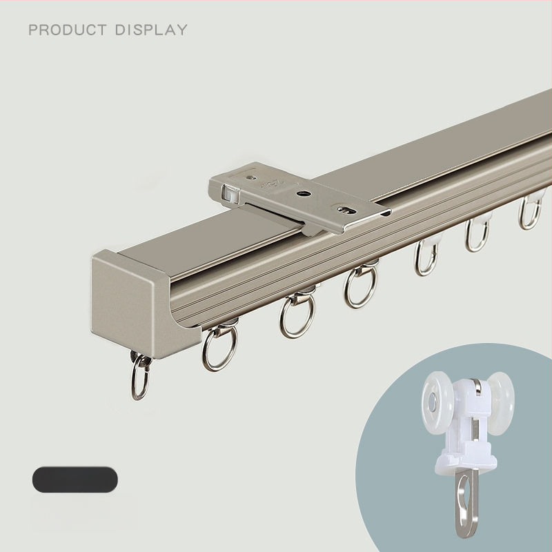 Aliuminio užuolaidų bėgelis – dvigubas bėgelis, tylus slydimas, modelis JFL-F05, montavimo tipas: pakabinamas