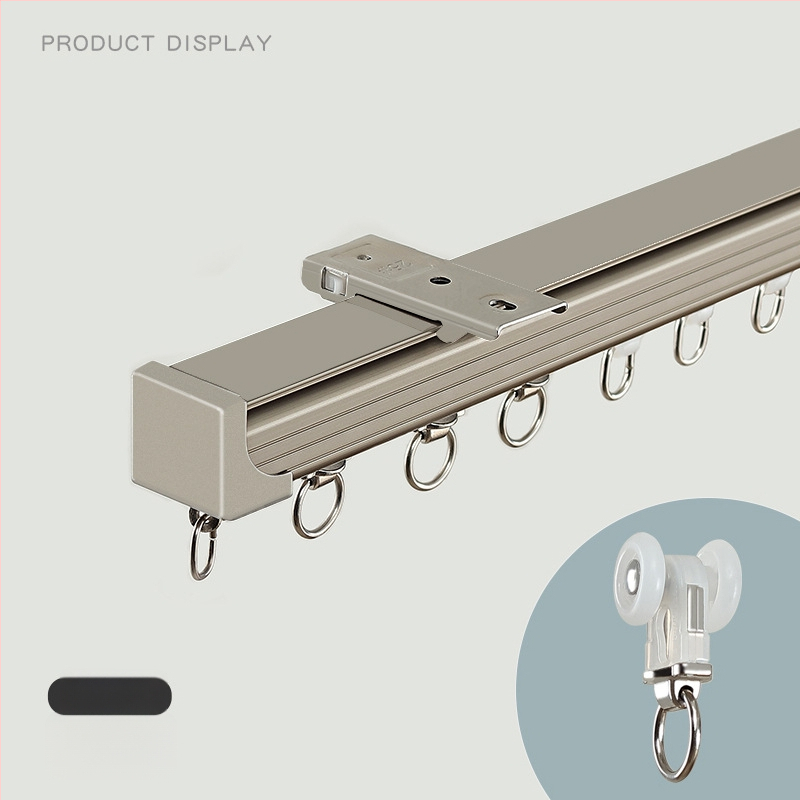Aliuminio užuolaidų bėgelis – dvigubas bėgelis, tylus slydimas, modelis JFL-F05, montavimo tipas: pakabinamas
