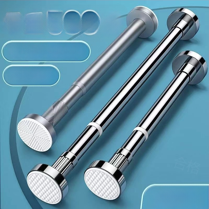 Nerūdijančio plieno teleskopinė skalbinių lazda balkonui – sutirštinta, daugiafunkcinė užuolaidoms/garderobei/dušo užuolaidai