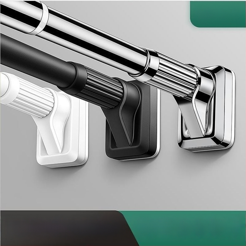 Nerūdijančio plieno teleskopinė skalbinių lazda balkonui – sutirštinta, daugiafunkcinė užuolaidoms/garderobei/dušo užuolaidai