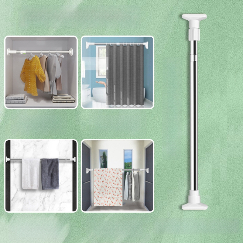 Nerūdijančio plieno teleskopinė skalbinių lazda balkonui – sutirštinta, daugiafunkcinė užuolaidoms/garderobei/dušo užuolaidai