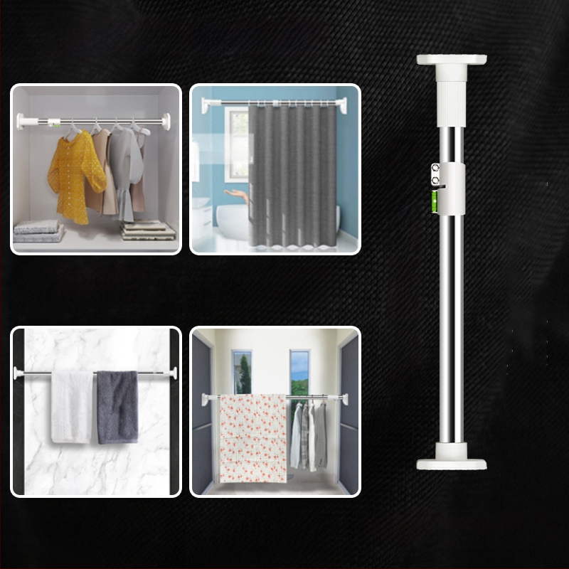 Nerūdijančio plieno teleskopinė skalbinių lazda balkonui – sutirštinta, daugiafunkcinė užuolaidoms/garderobei/dušo užuolaidai