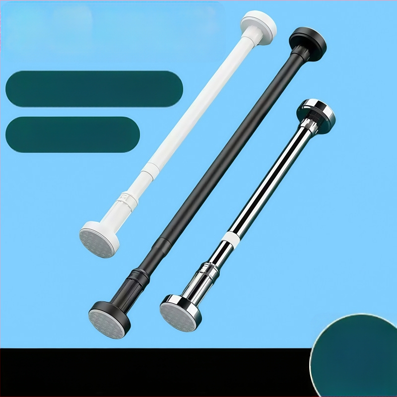 Telescopinė užuolaidų lazda, be gręžimo, nerūdijantis plienas/karbonplienas/ABS, dušai, drabužių spintai ir miegamojo atskyrimui, šiuolaikinis minimalistinis stilius