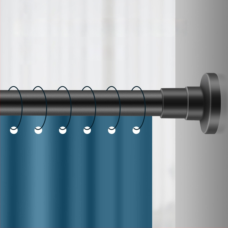 Telescopinė užuolaidų lazda, be gręžimo, nerūdijantis plienas/karbonplienas/ABS, dušai, drabužių spintai ir miegamojo atskyrimui, šiuolaikinis minimalistinis stilius