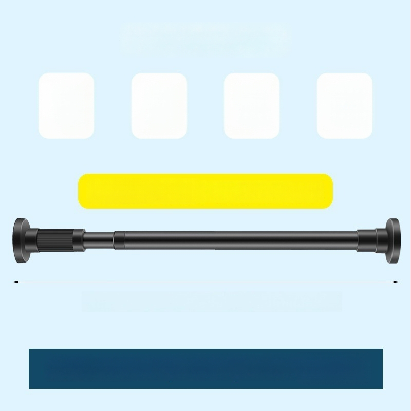Telescopinė užuolaidų lazda, be gręžimo, nerūdijantis plienas/karbonplienas/ABS, dušai, drabužių spintai ir miegamojo atskyrimui, šiuolaikinis minimalistinis stilius
