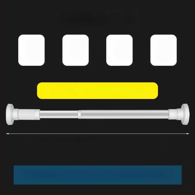 Telescopinė užuolaidų lazda, be gręžimo, nerūdijantis plienas/karbonplienas/ABS, dušai, drabužių spintai ir miegamojo atskyrimui, šiuolaikinis minimalistinis stilius