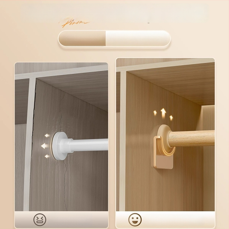 Nerūdijančio plieno drabužių džiovinimo strypas, teleskopinis, be gręžimo, skirta miegamojo spintos (medžiaga: nerūdijantis plienas; įrengimas: be gręžimo; naudojimas: drabužiams pakabinti miegamajame; stilius: naujas kinų stilius)