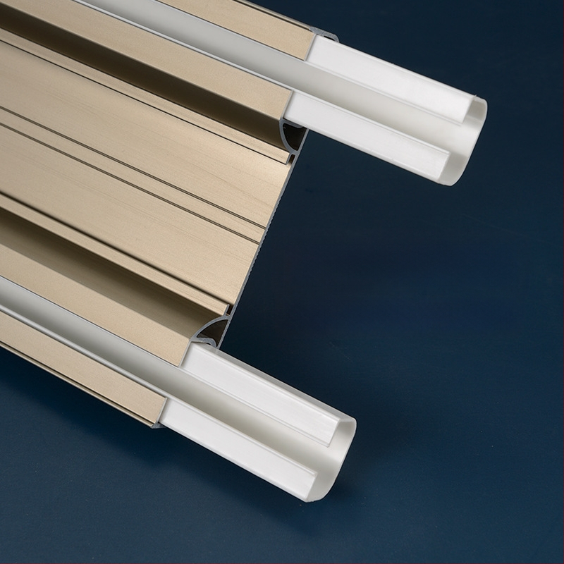 Aliuminio lydinio užuolaidų bėgiklis su dvigubu taku, sujungtas dizainas, pritaikomas, šviesus prabangos stilius