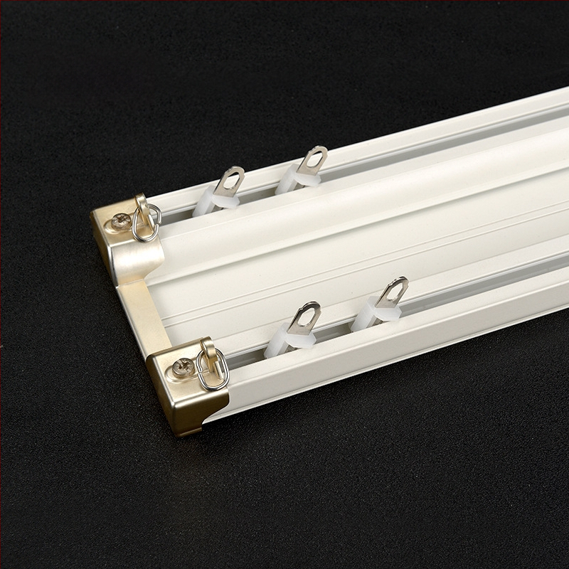 Aliuminio lydinio užuolaidų bėgiklis su dvigubu taku, sujungtas dizainas, pritaikomas, šviesus prabangos stilius