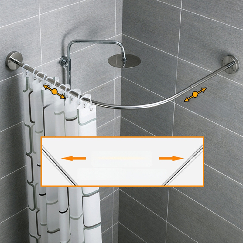 Pus-U formos dušo užuolaidos lazda iš nerūdijančio plieno, reikalauja gręžimo, voniai, šiuolaikinis stilius