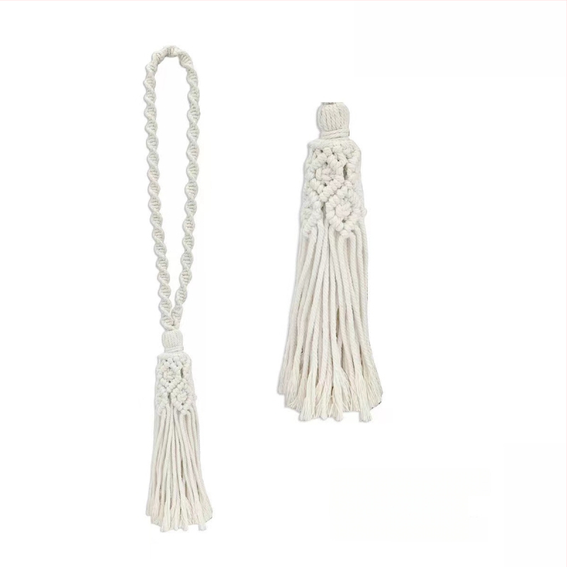 Jiuli užuolaidų juosta – bohemiškas stilius, rankų pynimo medvilnės ir lino virvė, modernus minimalistinis dizainas, pritaikoma