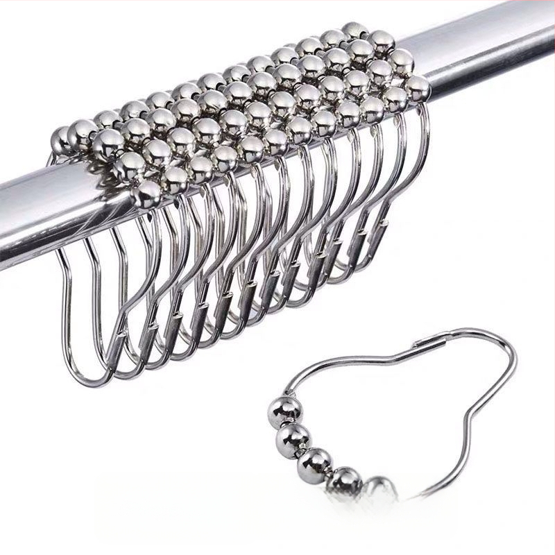 Nerūdijančio plieno dušo užuolaidų žiedas, moliūgo formos metalo žiedas su kamuole, tinka lovos ir durų užuolaidoms