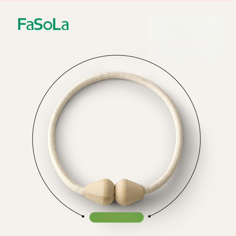 Užuolaidų juostos su magnetine sagtimi, iš masyvaus medžio, retųjų žemių magnetas ir medvilninis virvas