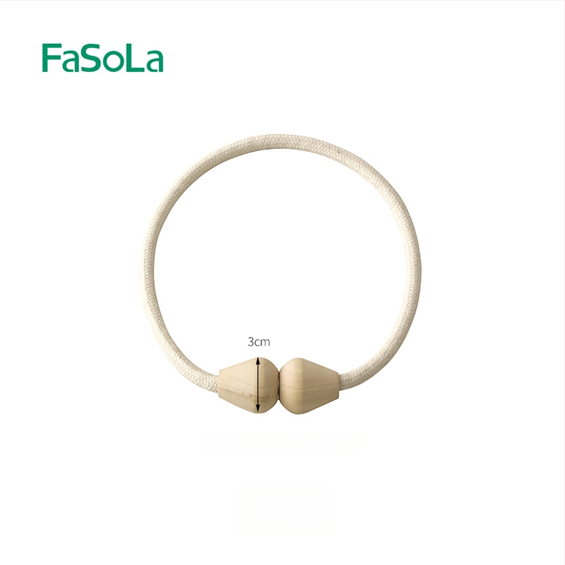 Užuolaidų juostos su magnetine sagtimi, iš masyvaus medžio, retųjų žemių magnetas ir medvilninis virvas