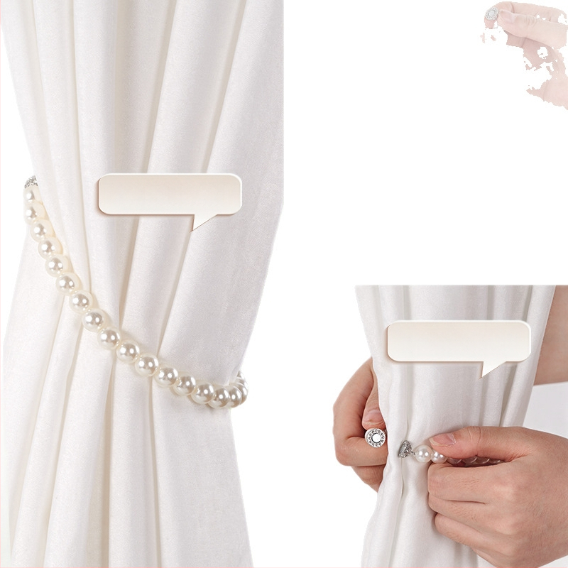 Perlinių užuolaidų dirželiai su magnetine sagtimi – pora užuolaidų diržų iš tinklelio be skylių, su tempiamu virve; pritaikoma; prekės ženklas Qiwang; medžiaga magnet+ABS; šiuolaikiškas paprastas stilius