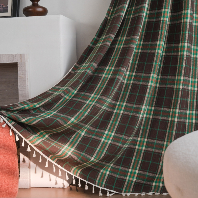 Prancūziško stilių medvilninės užuolaidos, audimo karštas raštas siūlų, dekoratyvinis dalinis šešėlis virtuvei ir langų nišoms