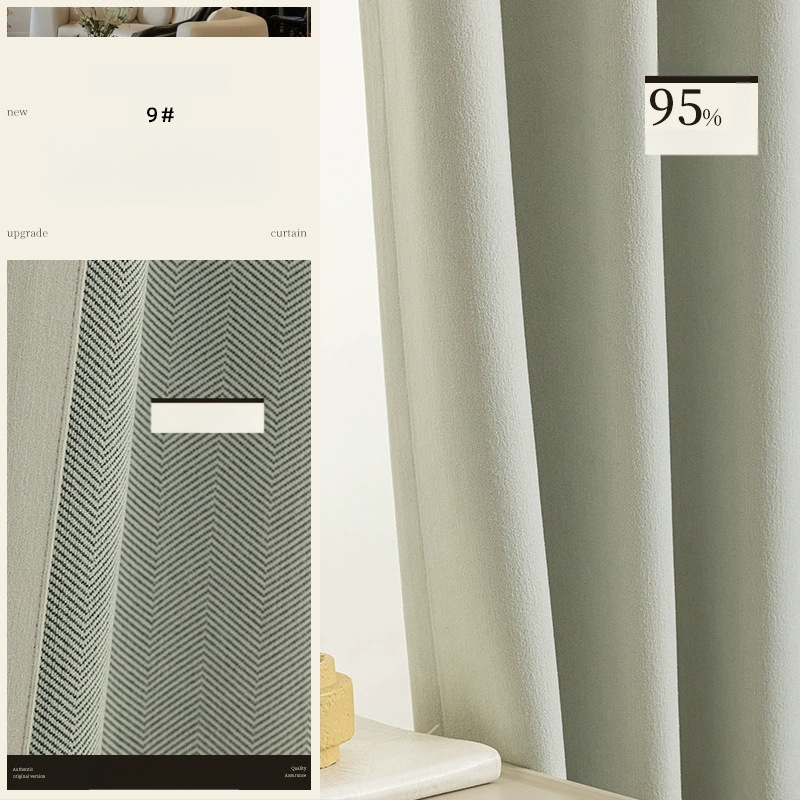 Dvigubos Chenille užuolaidos su herringbone tekstūra, užuolaidų tamsinimas 70–90%, kreminis stilius