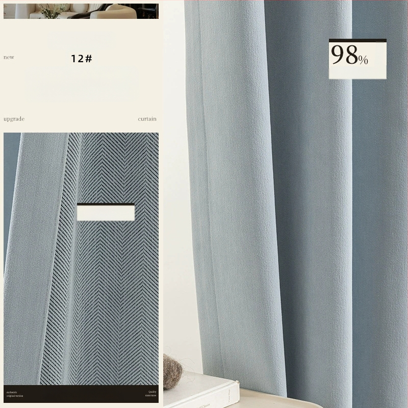 Dvigubos Chenille užuolaidos su herringbone tekstūra, užuolaidų tamsinimas 70–90%, kreminis stilius