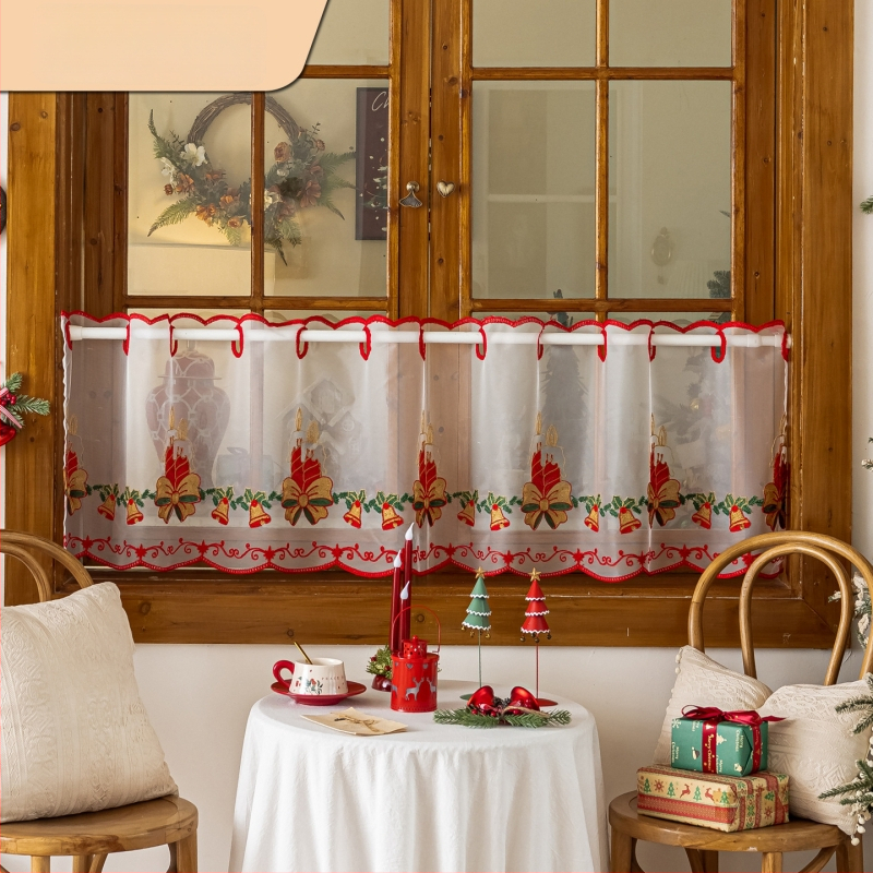 Siuvinėta poliesterio užuolaida durims – 40-70% šviesos užtamsinimas, svetainė/miegamasis/virtuvė/balkonas