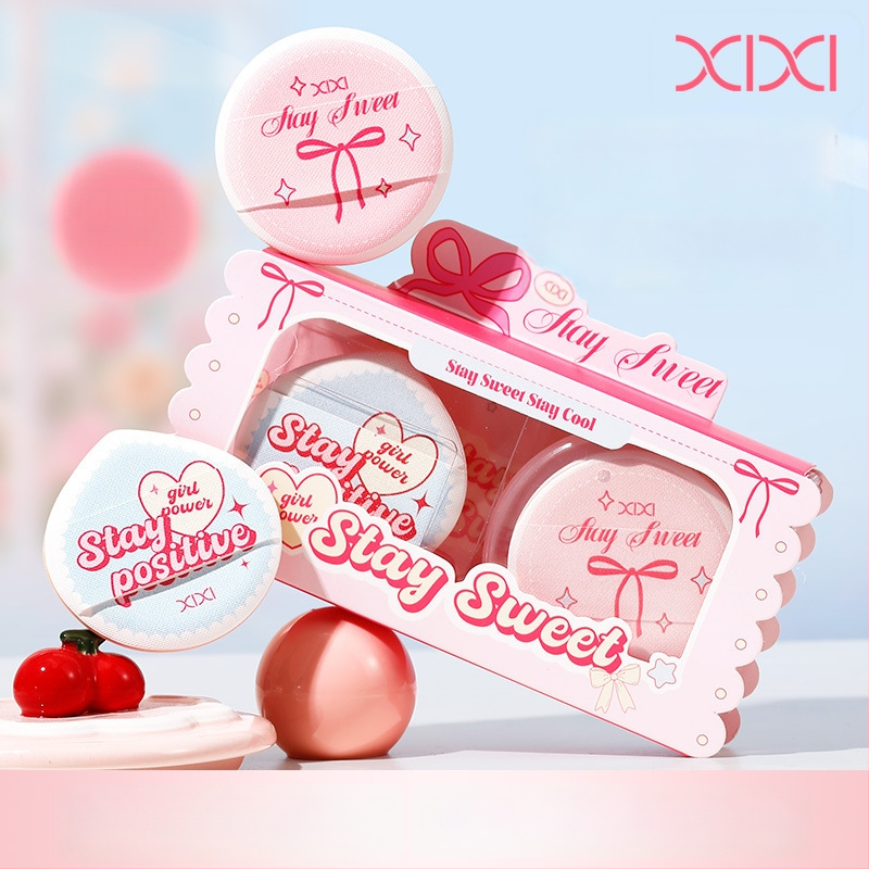 Xixi pudrinos pūtelis sausam ir šlapiam naudojimui, natūralus kempinėlis, 2 pakuotės, apvalus ir lašinio formos