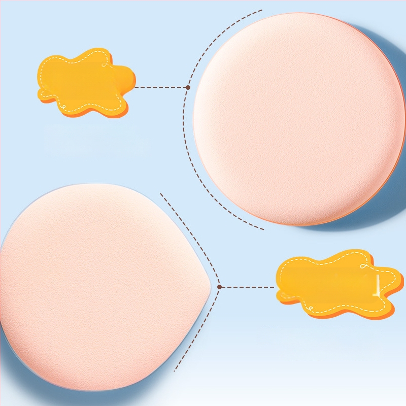 Xixi pudrinos pūtelis sausam ir šlapiam naudojimui, natūralus kempinėlis, 2 pakuotės, apvalus ir lašinio formos