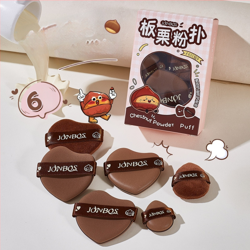 Jiaobosi Hidrofilinė Ne-lateksinė Sauso Pudros Kempinė, 6 vnt., Formos: flokota, lašelinė, persikinės formos, tinka drėgnam ir sausam naudojimui