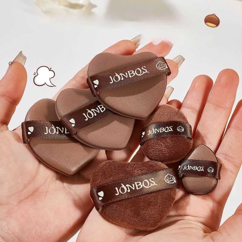 Jiaobosi Hidrofilinė Ne-lateksinė Sauso Pudros Kempinė, 6 vnt., Formos: flokota, lašelinė, persikinės formos, tinka drėgnam ir sausam naudojimui