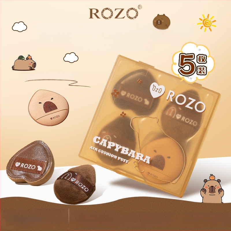 Rozo pudros pūdelė sausam ir šlapiam naudojimui — lašinio formos kempinė, hidrofiliškas poliuretanas, 5 vnt. dėžutėje