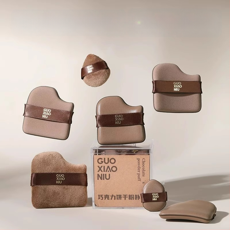 Guo xiaoniu pudrų kempinė – dvigubo naudojimo šlapiam/sausam, natūrali kempinė, 6 vnt., formos: trikampis, lašas, moliūgo forma