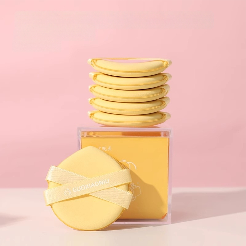 Guo xiaoniu pudrų kempinė – dvigubo naudojimo šlapiam/sausam, natūrali kempinė, 6 vnt., formos: trikampis, lašas, moliūgo forma