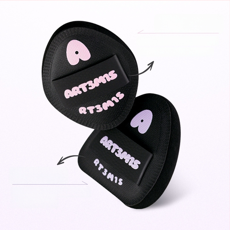 Dviejų pusių flokavimo pudra kempinė, lašo ir persiko formos, poliuretanas, 1 vnt