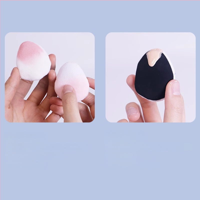 Dviejų pusių flokavimo pudra kempinė, lašo ir persiko formos, poliuretanas, 1 vnt