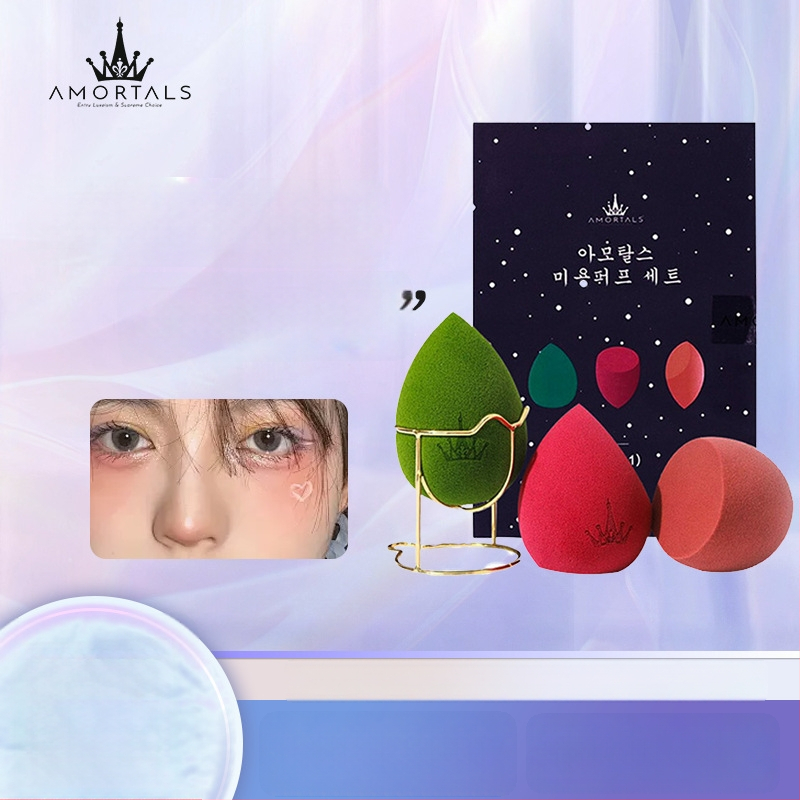 Oliavų formos natūrali makiažo kempinė, 3 vnt., skirta šlapiam ir sausam pudros užtepimui