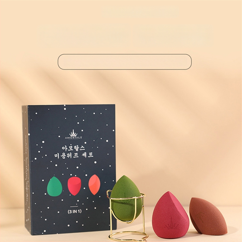 Oliavų formos natūrali makiažo kempinė, 3 vnt., skirta šlapiam ir sausam pudros užtepimui