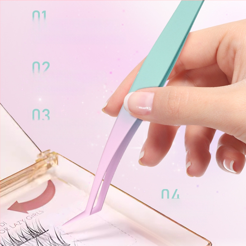 Nelygios žnyplės klijuojant dirbtines blakstienas – specialios žnyplės blakstienų menininkams, be klijų, pakuotė 500 vnt., kilmė: Yangjiang, vietinis gaminys