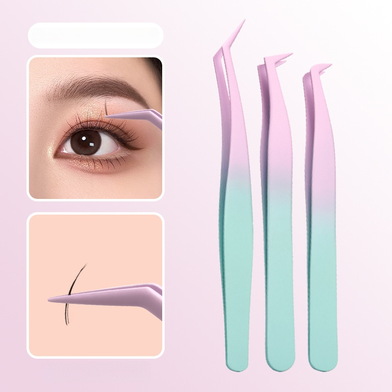 Nelygios žnyplės klijuojant dirbtines blakstienas – specialios žnyplės blakstienų menininkams, be klijų, pakuotė 500 vnt., kilmė: Yangjiang, vietinis gaminys